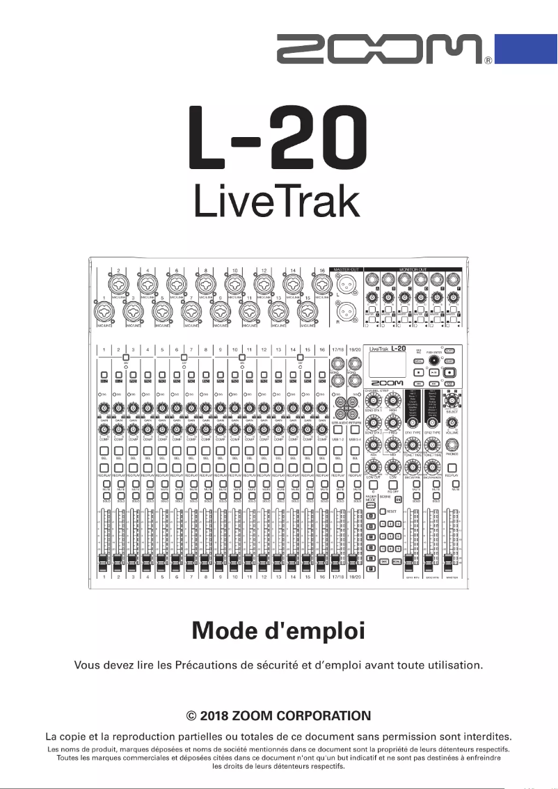 Page 1 de la notice Manuel utilisateur Zoom LiveTrak L-20
