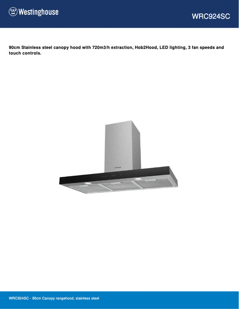 Page n°1 - Fiche technique Westinghouse WRC924SC