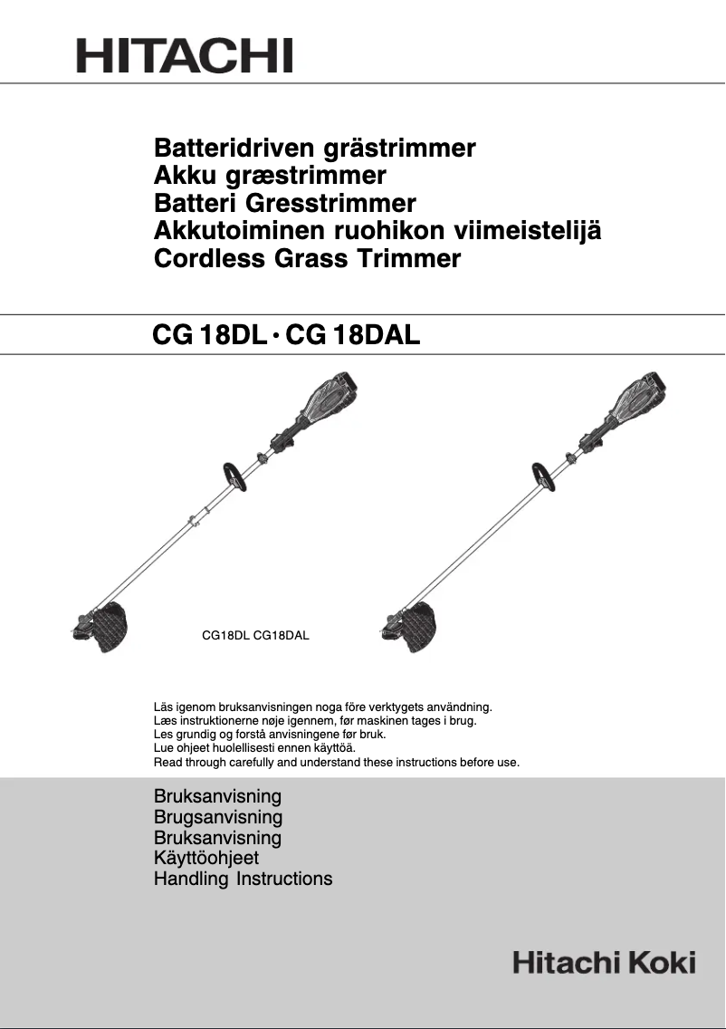 Page 1 de la notice Manuel utilisateur Hitachi CG 18DL