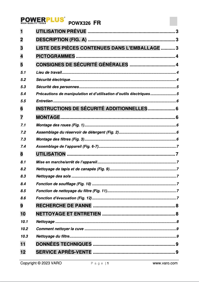 Image de la première page du manuel de l'appareil POWX326