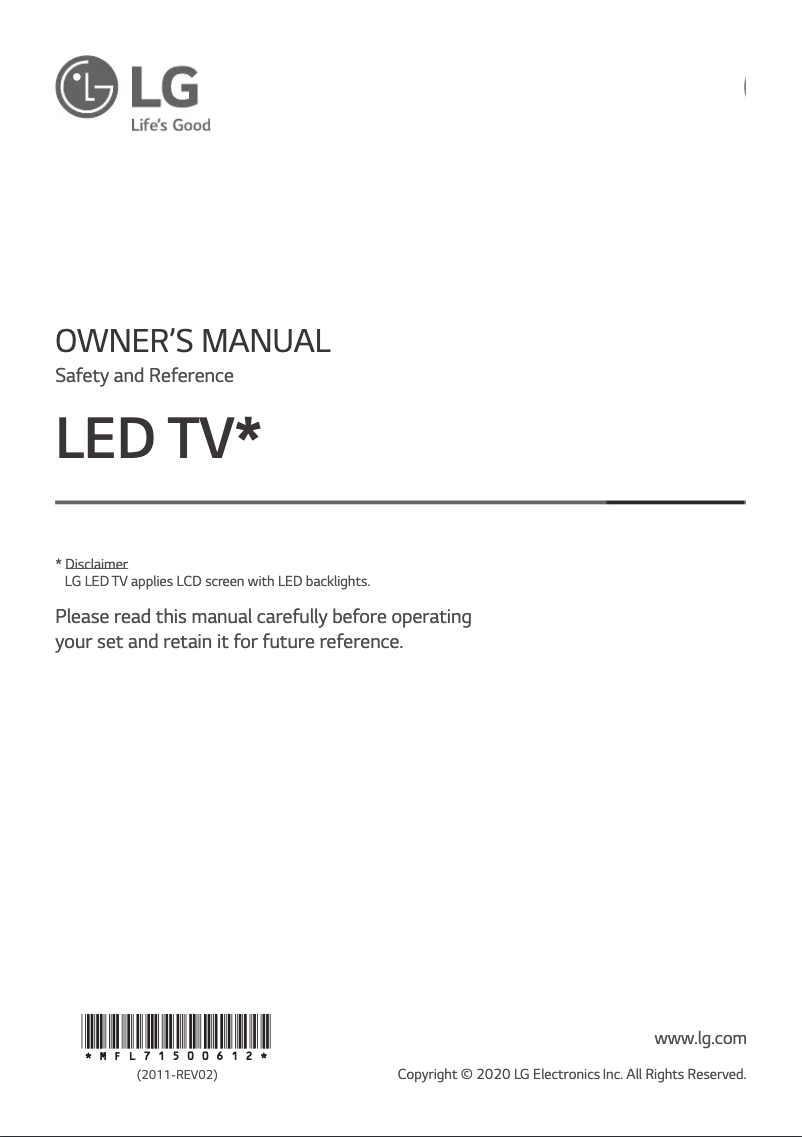 Page n°1 - Manuel utilisateur LG 75NANO99TNA