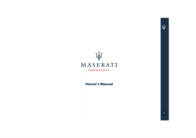 Page n°1 - Manuel utilisateur Maserati GranSport (2006)