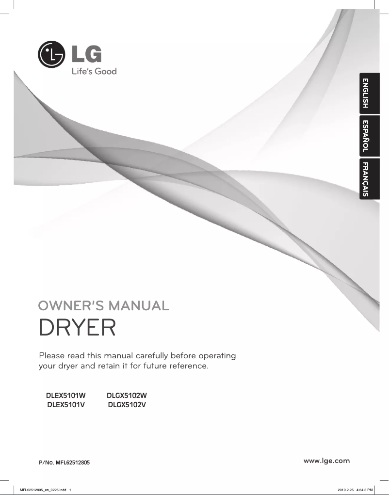 Page 1 de la notice Manuel utilisateur LG DLEX5101V