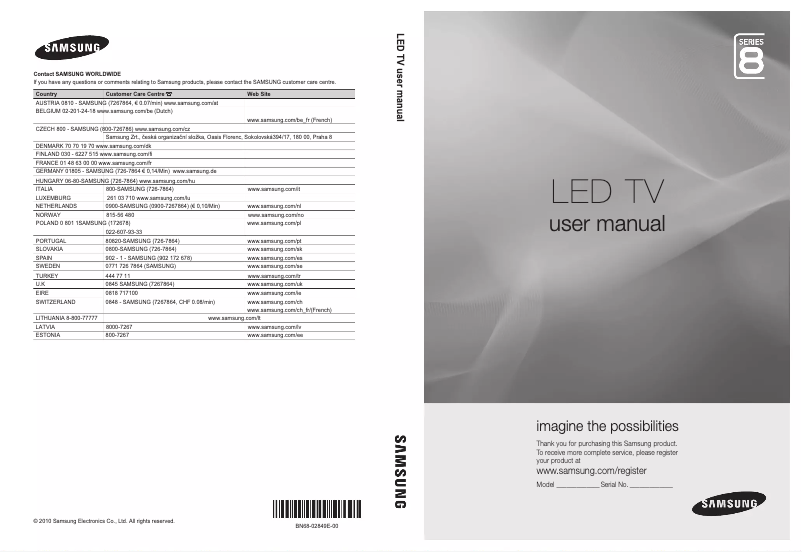 Page n°1 - Manuel utilisateur Samsung UE32C8705XS