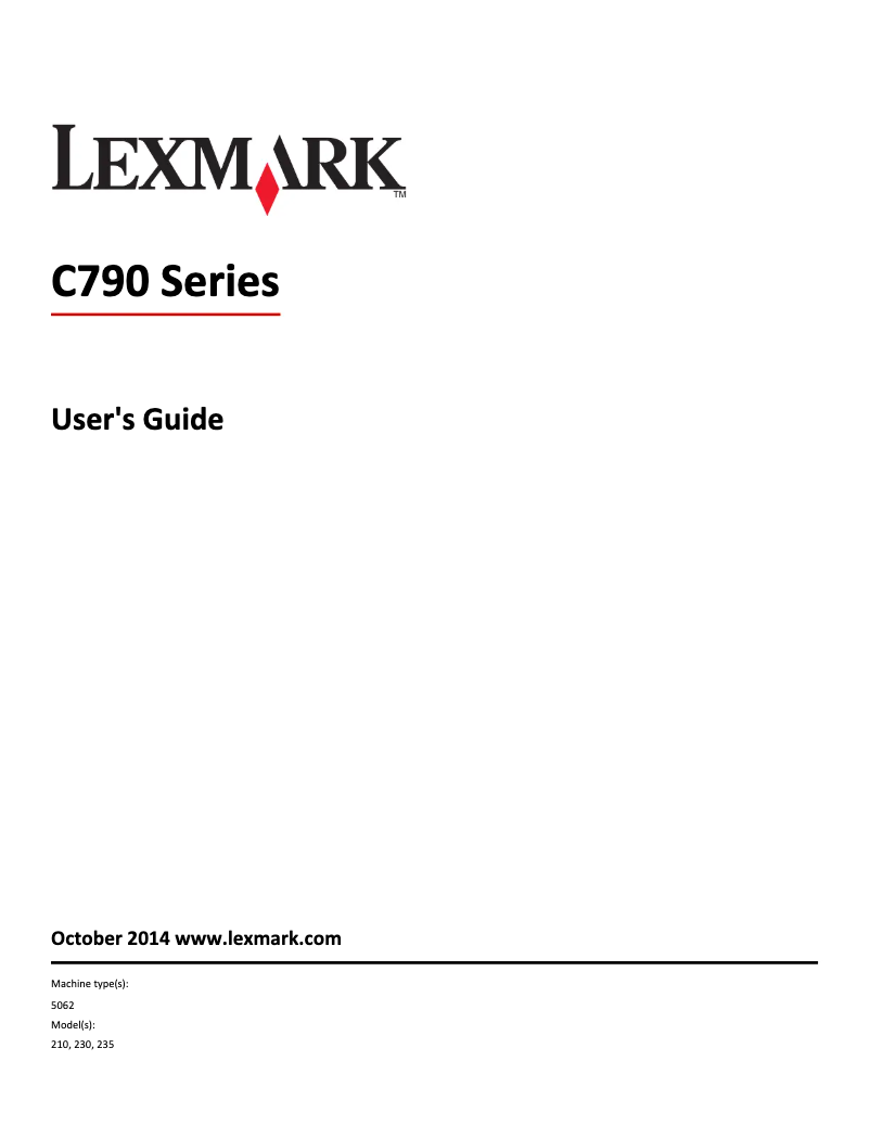 Page 1 de la notice Manuel utilisateur Lexmark C790