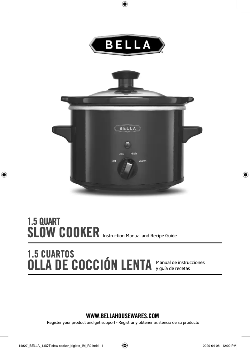 Image de la première page du manuel de l'appareil 1.5qt Slow Cooker