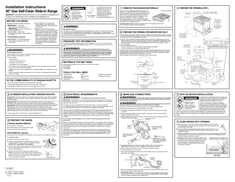 Page 1 de la notice Guide d'installation GE JGSP28BEKBB