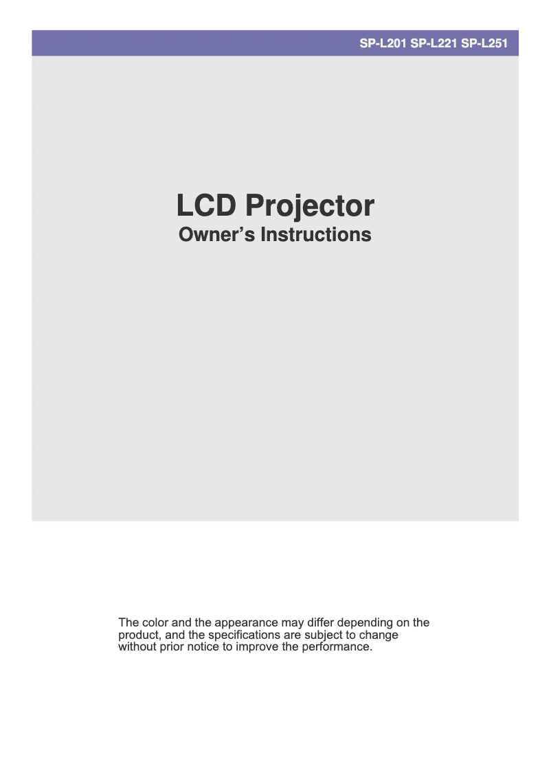 Page 1 de la notice Manuel utilisateur Samsung SP-L201