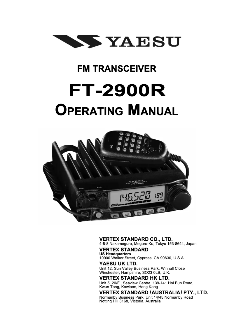 Image de la première page du manuel de l'appareil FT-2900R