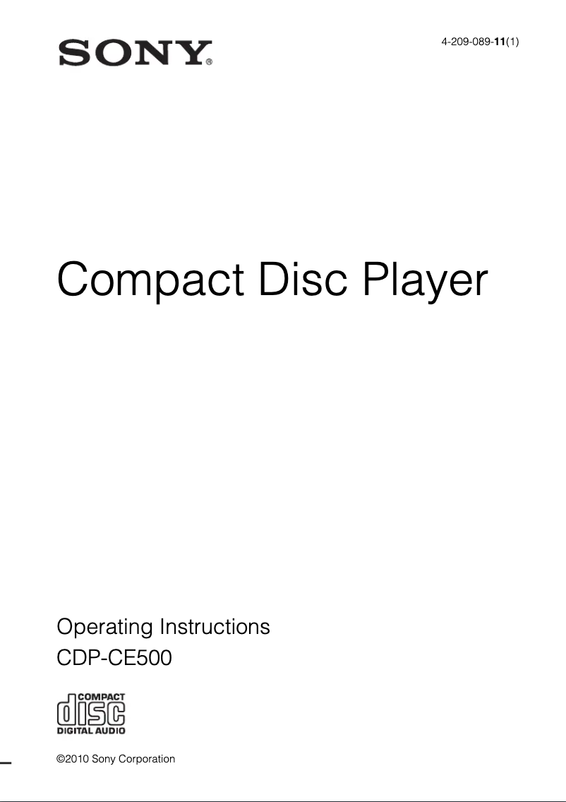 Image de la première page du manuel de l'appareil CDP-CE500