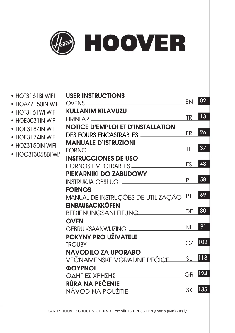 Page n°1 - Manuel utilisateur Hoover HOT3161BI WIFI