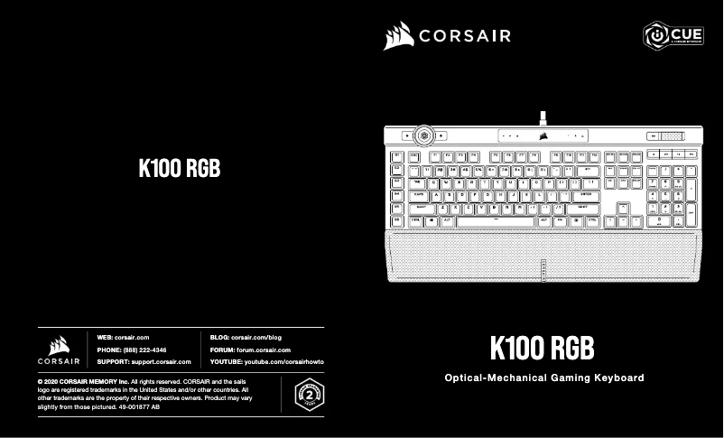 Page n°1 - Manuel utilisateur Corsair K100 RGB