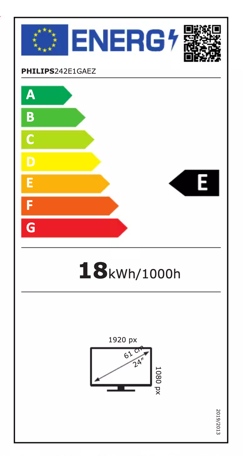 Page 1 de la notice Label énergétique Philips 242E1GAEZ