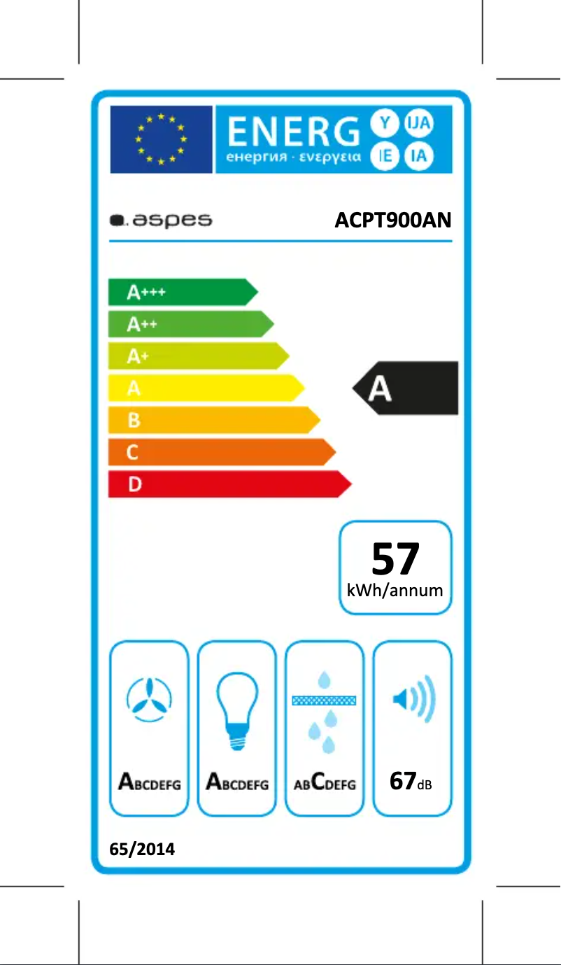 Page 1 de la notice Label énergétique Aspes ACPT900AN
