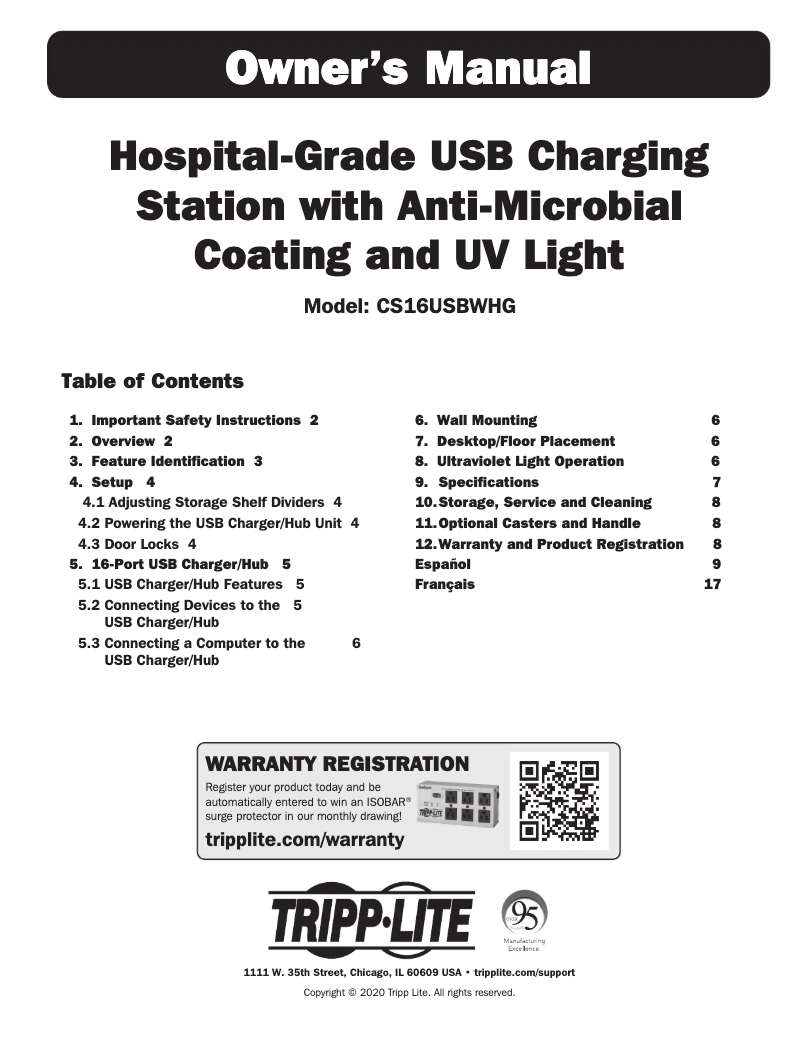 Page 1 de la notice Manuel utilisateur Tripp Lite CS16USBWHG