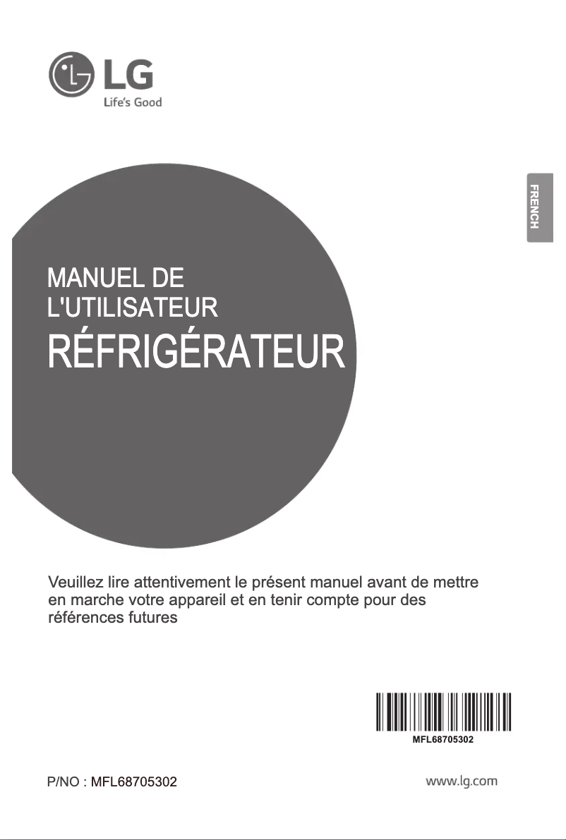 Page n°1 - Manuel utilisateur LG GR-B335SLTG