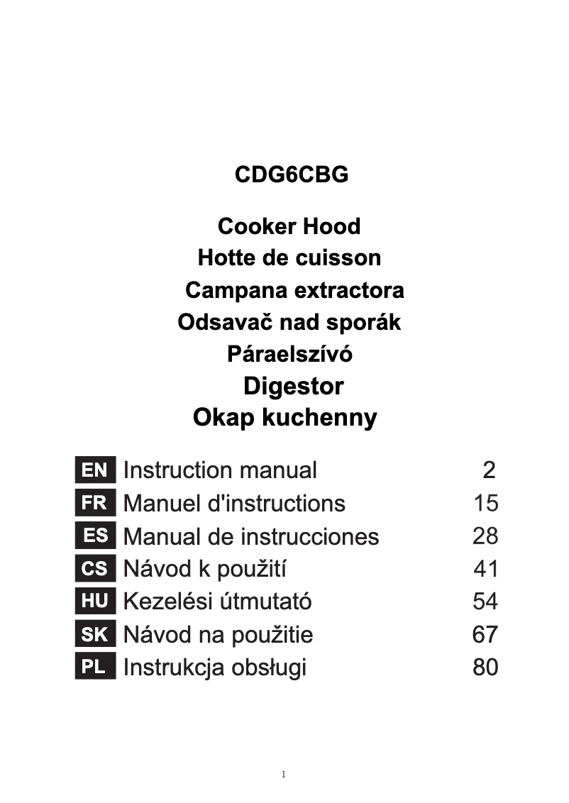 Image de la première page du manuel de l'appareil CDG6CBG