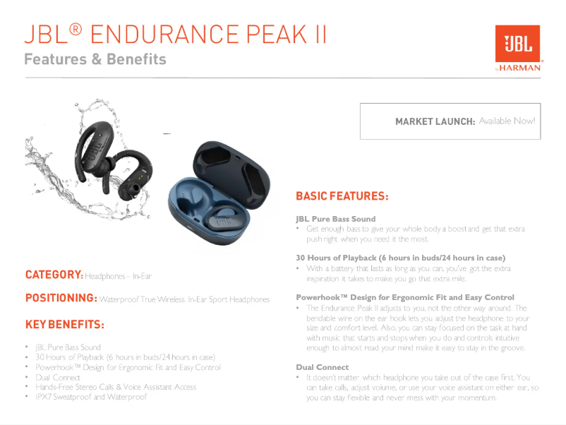 Page n°1 - Manuel utilisateur JBL Endurance Peak II