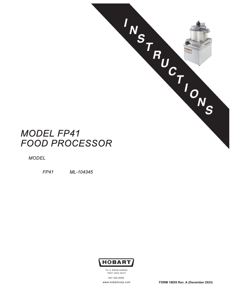 Page n°1 - Manuel utilisateur Hobart FP41