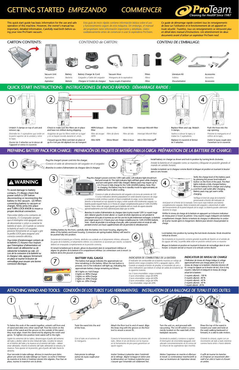Page n°1 - Guide de démarrage rapide ProTeam GoFree Flex Pro II