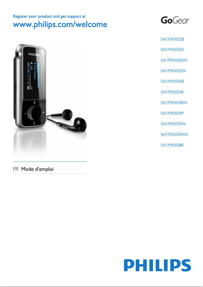 Image de la première page du manuel de l'appareil GoGear SA1MXX04K