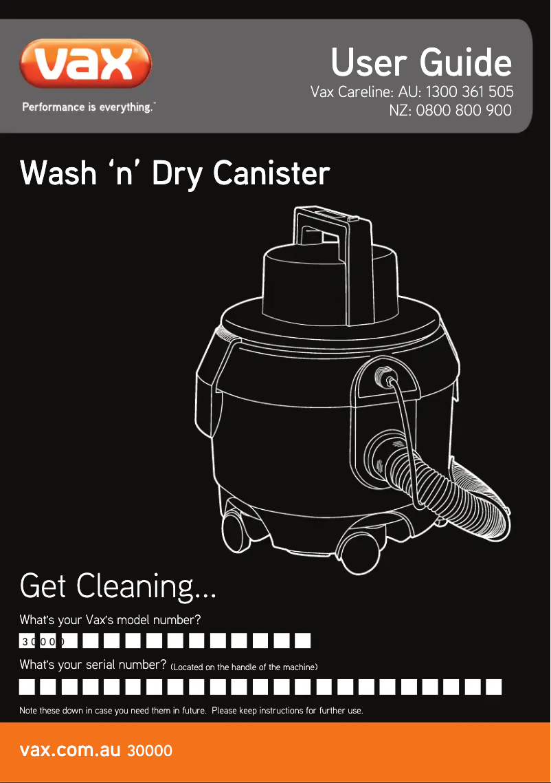 Imagen de la primera página del manual del dispositivo Wash 'n' Dry 30000