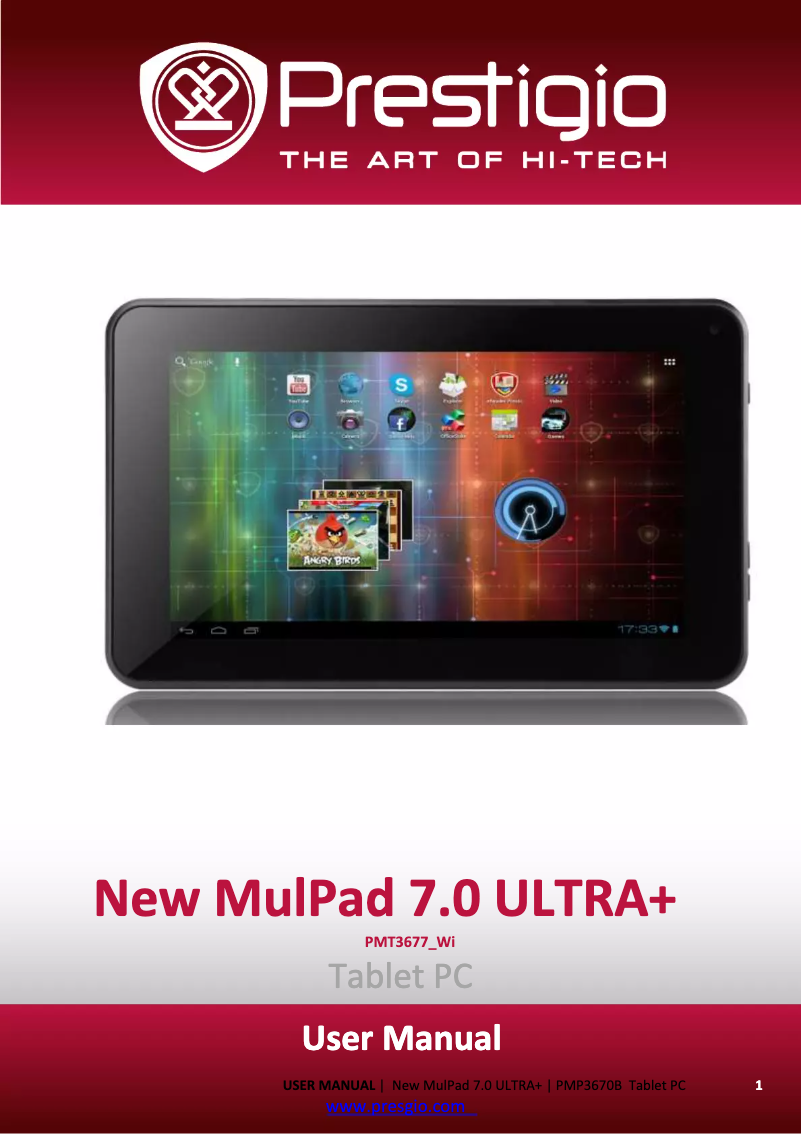 Page n°1 - Manuel utilisateur Prestigio MultiPad Ultra +