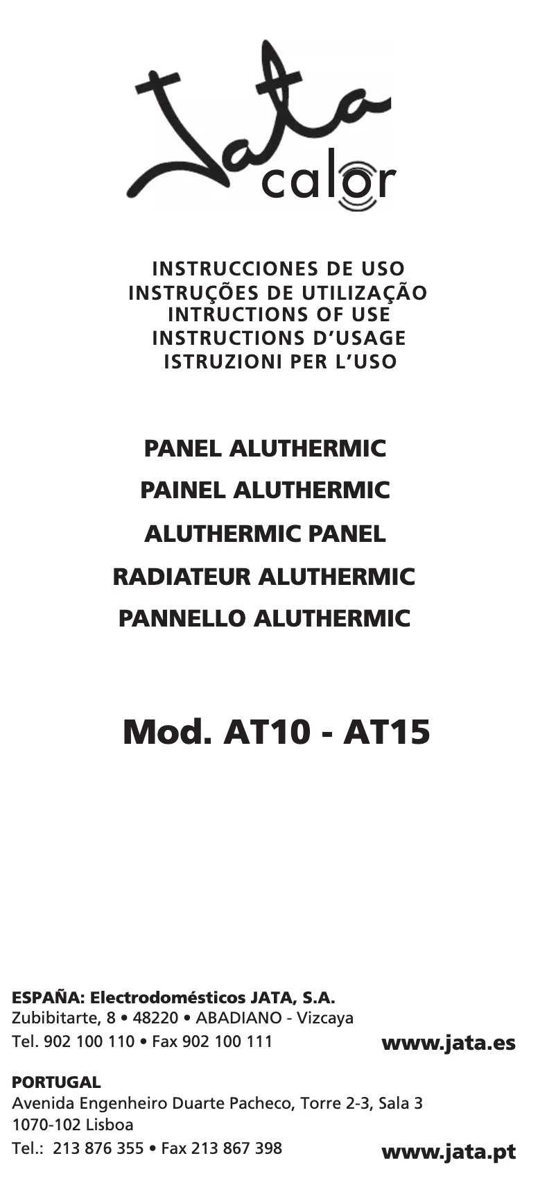 Page 1 de la notice Manuel utilisateur Jata AT10