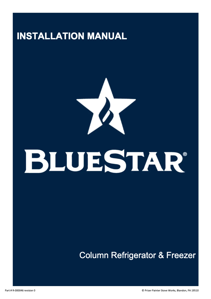 Page n°1 - Guide d'installation BlueStar BIF18R0