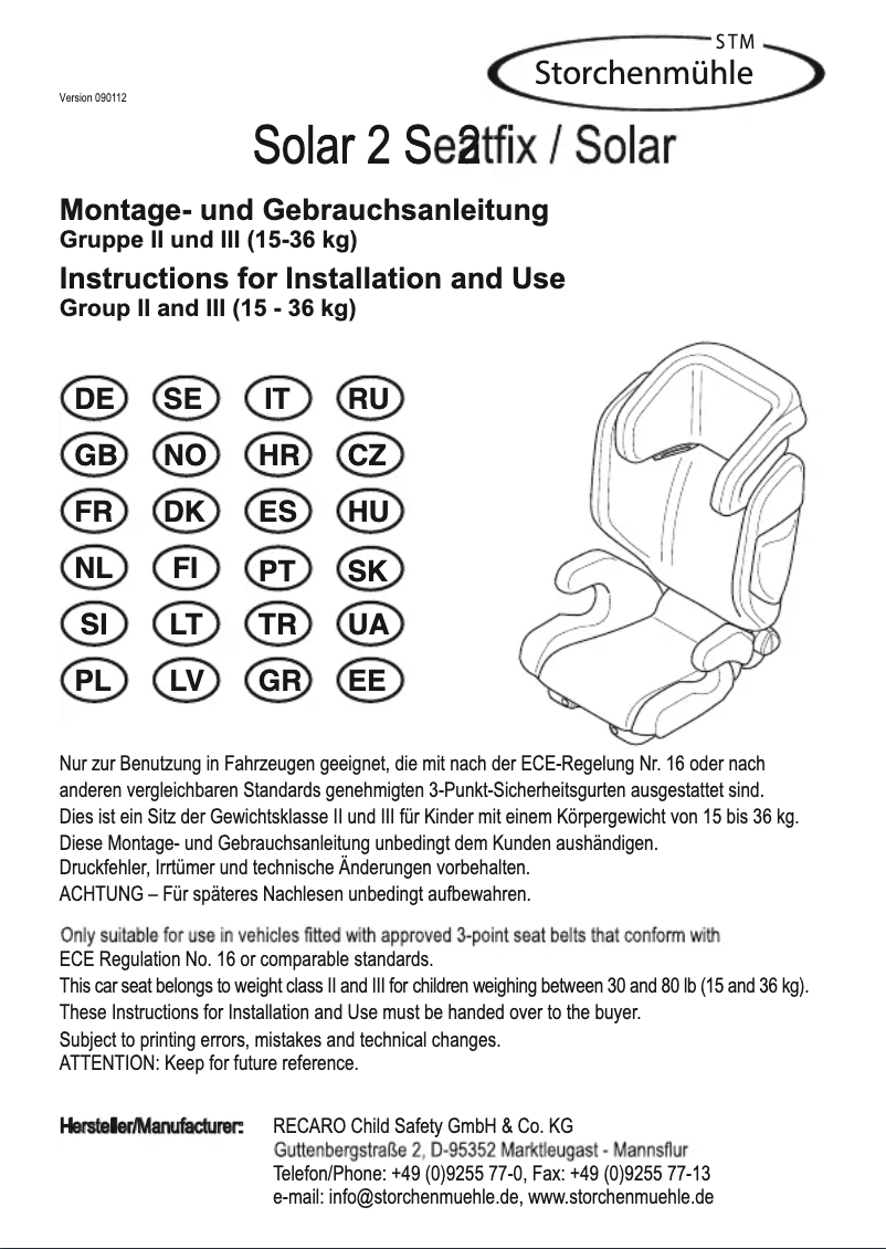 Página 1 del manual Manual de usuario Storchenmuhle Solar