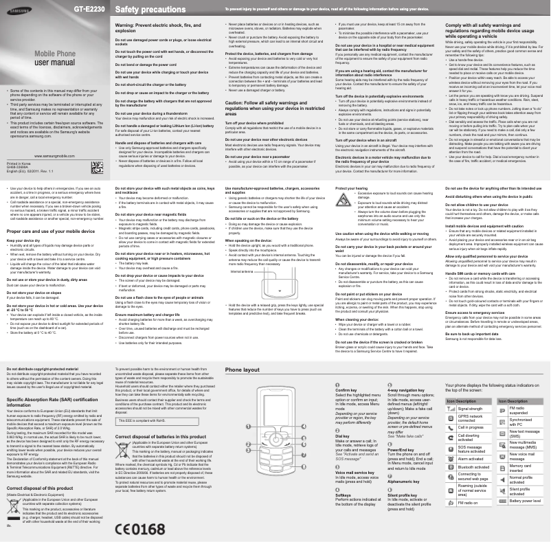 Image de la première page du manuel de l'appareil GT-E2230