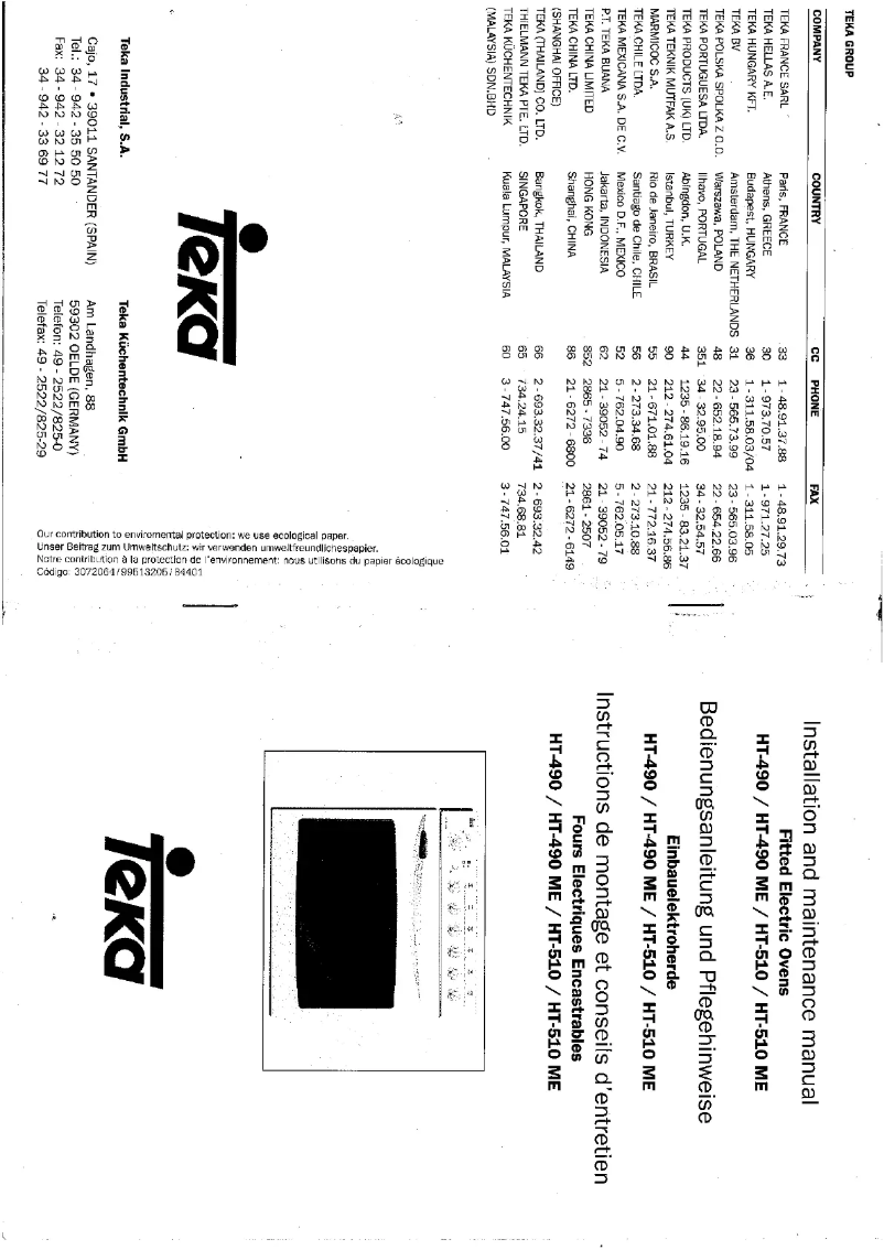 Page n°1 - Manuel utilisateur Teka HT-490