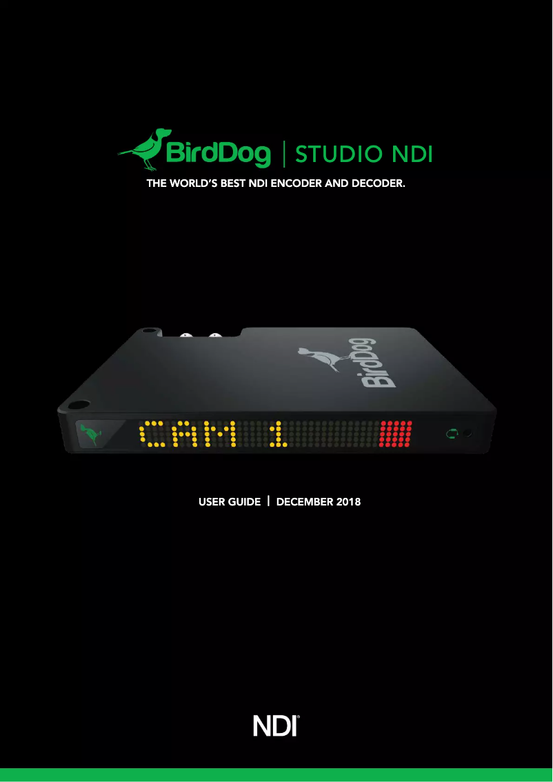 Image de la première page du manuel de l'appareil Studio NDI