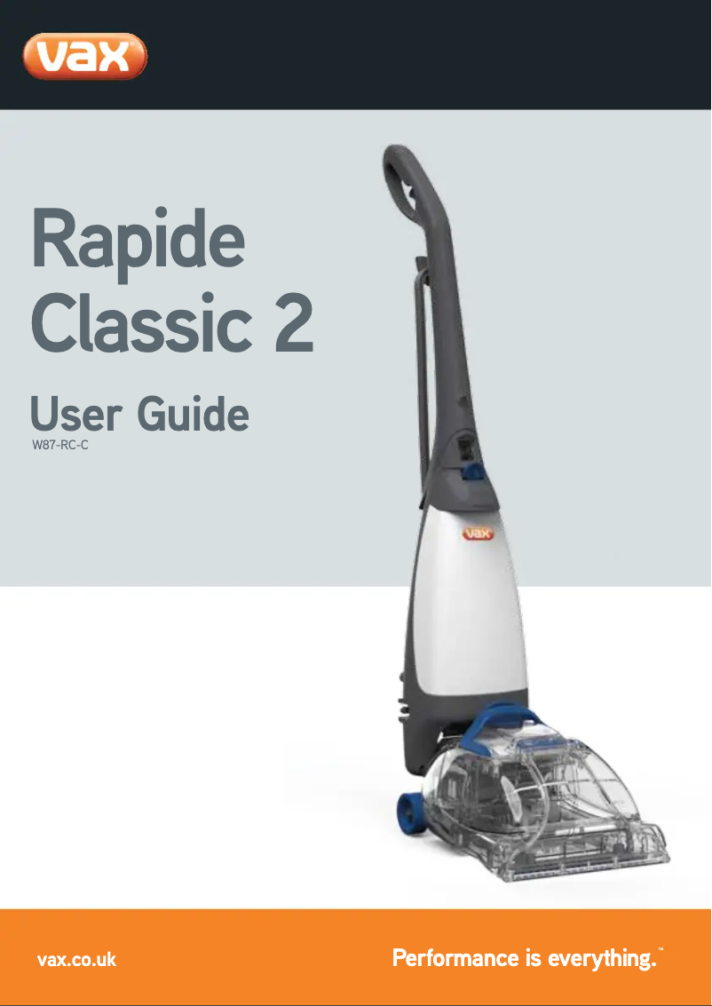 Page 1 de la notice Manuel utilisateur Vax W87-RC-C