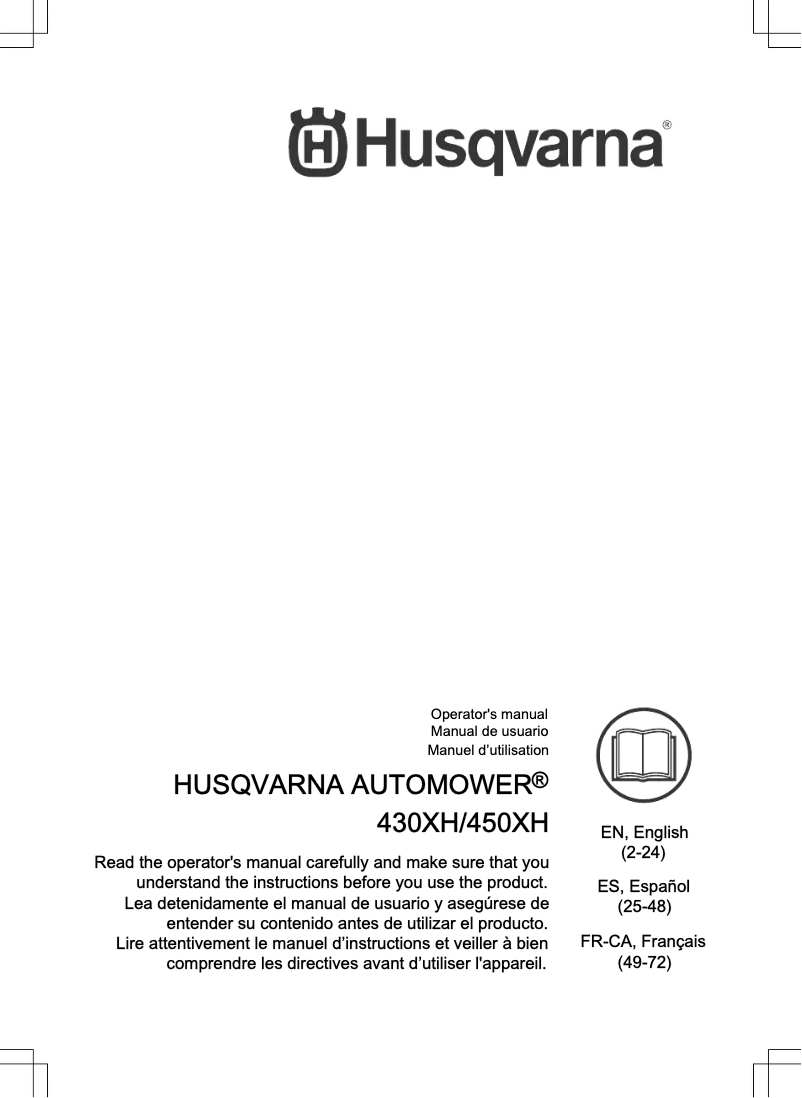 Page n°1 - Manuel utilisateur Husqvarna Automower 450XH