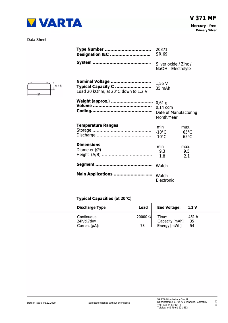 Image de la première page du manuel de l'appareil 00371101401