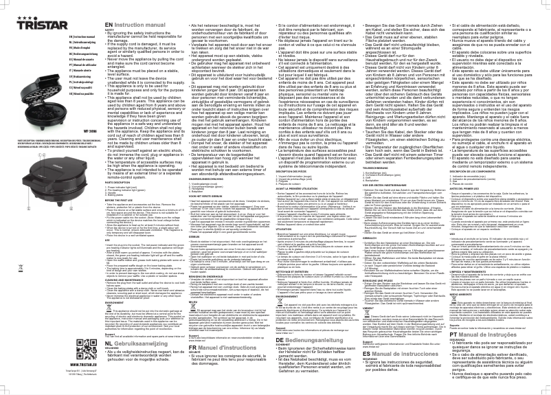 Page n°1 - Manuel utilisateur TriStar WF-3086