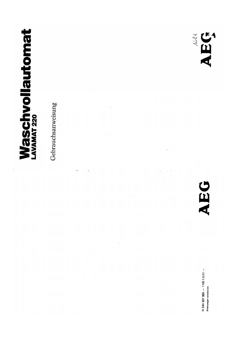 Page 1 de la notice Manuel utilisateur AEG Lavamat 220
