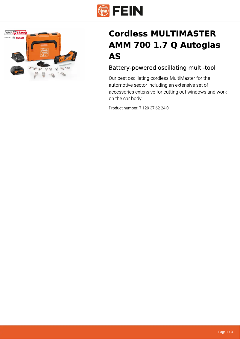 Image de la première page du manuel de l'appareil Multimaster AMM 700 1.7 Q Autoglas AS