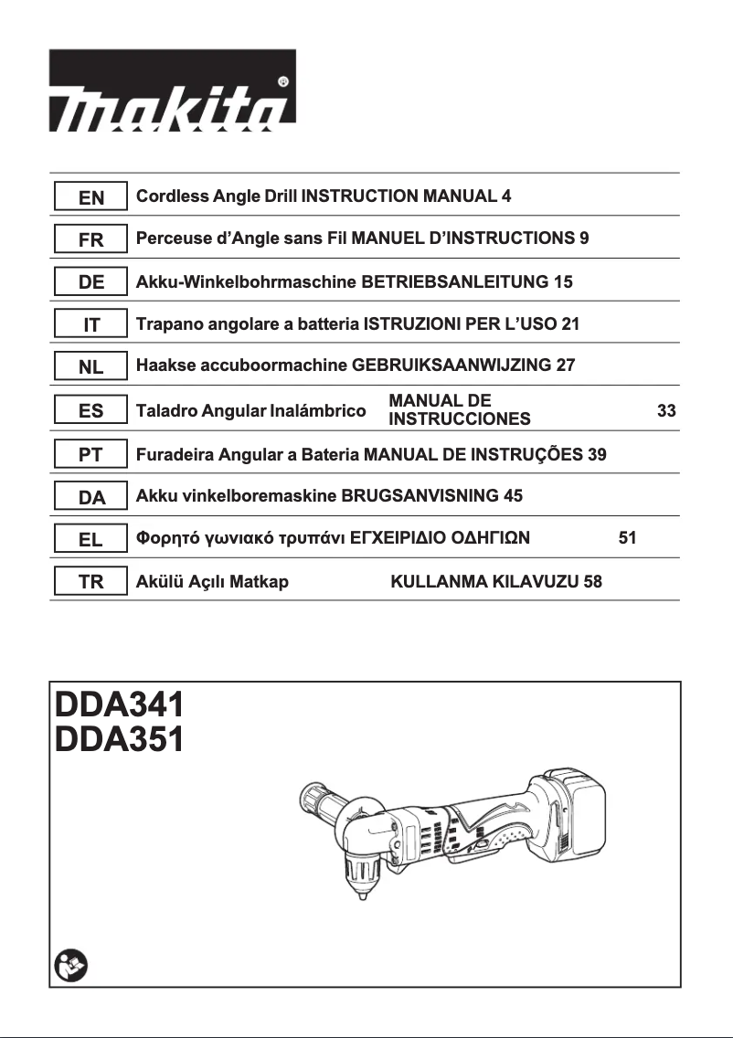 Page n°1 - Manuel utilisateur Makita DDA351