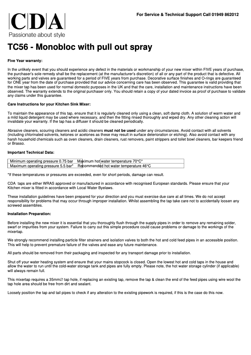 Image de la première page du manuel de l'appareil TC56CH