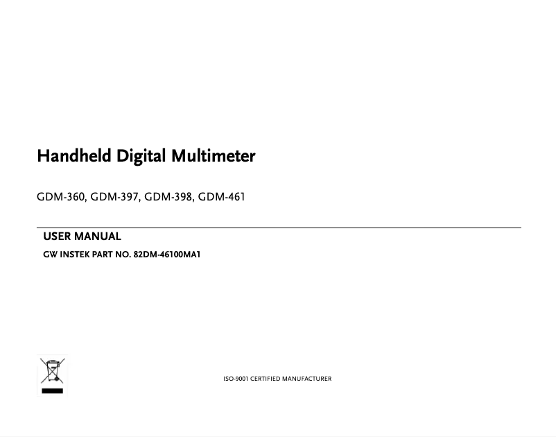 Page n°1 - Manuel utilisateur GW Instek GDM-461
