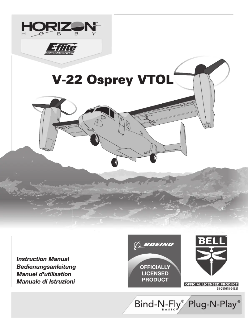 Page 1 de la notice Manuel utilisateur E-flite V-22 Osprey