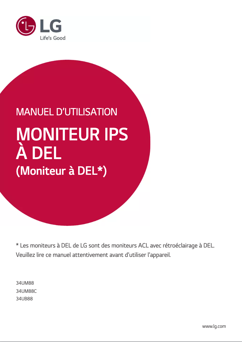 Page n°1 - Manuel utilisateur LG 34UM88C-P