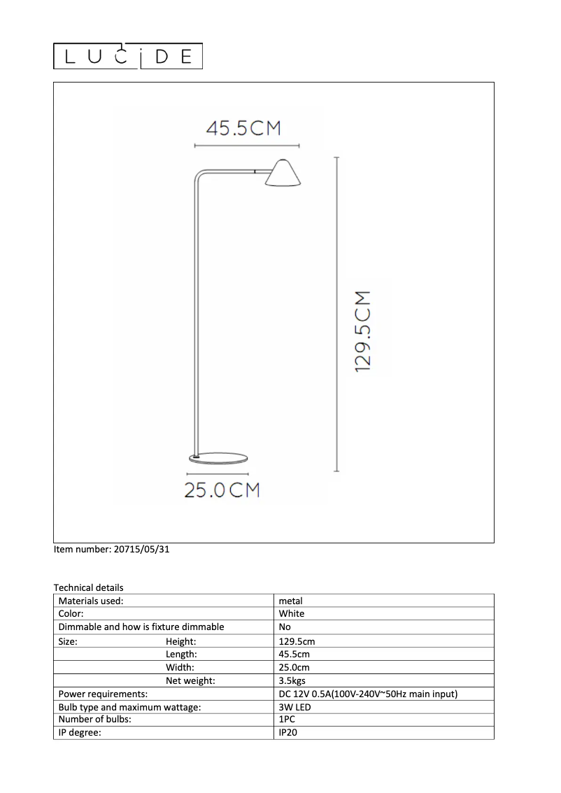 Page 1 de la notice Manuel utilisateur Lucide Devon 20715/05/31