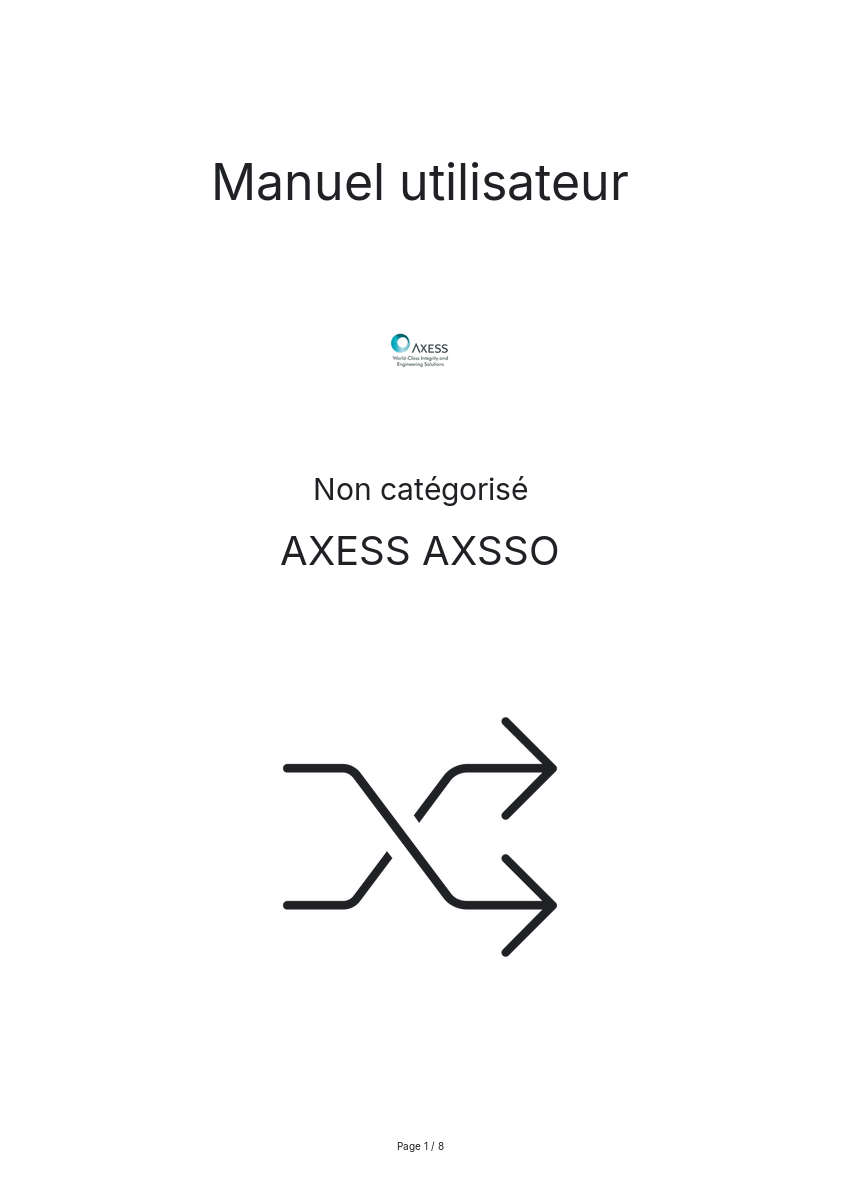 Page n°1 - Manuel utilisateur AXESS AXSSO