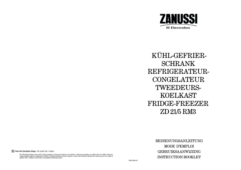 Page 1 de la notice Manuel utilisateur Zanussi ZD 21/5