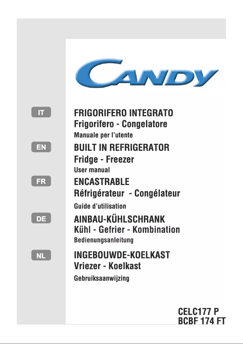 Page n°1 - Manuel utilisateur Candy CELC177 P