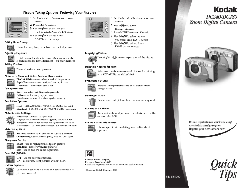 Page 1 de la notice Guide de démarrage rapide Kodak DC280