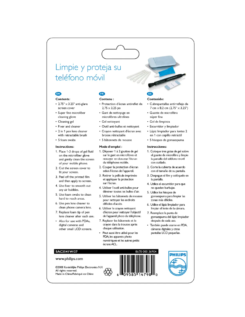 Page 1 de la notice Manuel utilisateur Philips SAC3541W